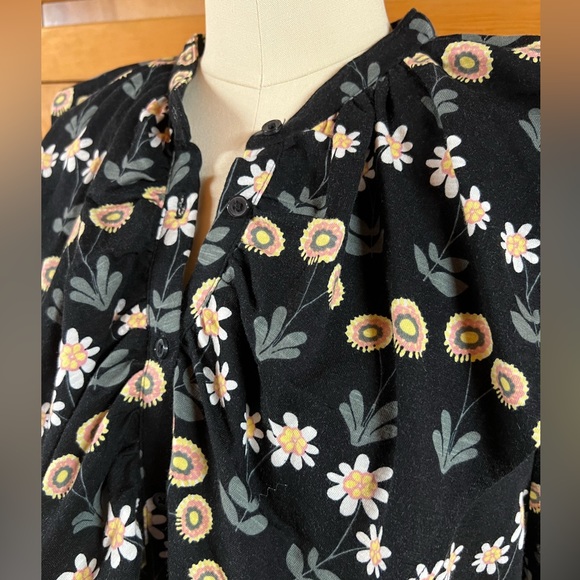 BODEN, Ruffle Front Jersey Shirt Black, US 10 R UK 14 floral new with tags - Picture 10 of 14